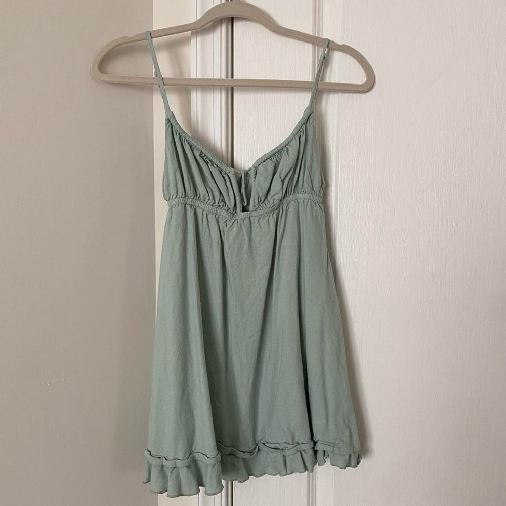 Chic Sage Green Spaghetti Strap Dress